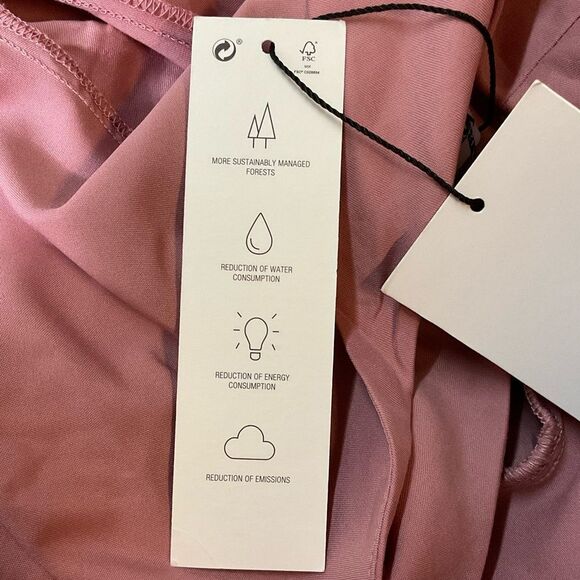 NEW ZARA Y2K boho pink cut out tied front Short sleeves buttons midi dress M - Picture 9 of 13